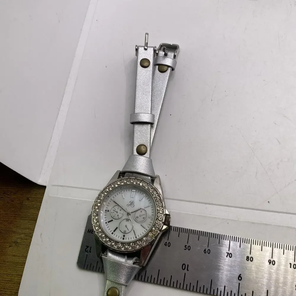 Womens Silver Rhinestone Mop Dial Watch New Battery